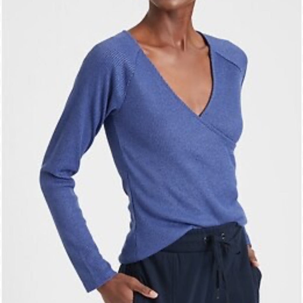 Banana Republic Ribbed Wrap Top Blue